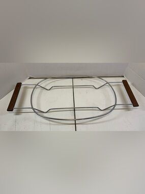 Vintage Corning Ware Serving Caddy Rack w/ Wooden Handles.             3709